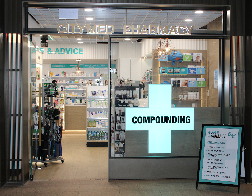 Citymed Pharmacy shopfront and illuminated compounding sign